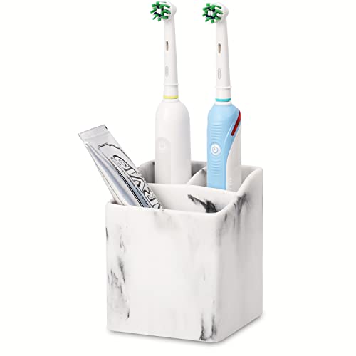 White Marble Toothbrush and Toothpaste Holder Organizer