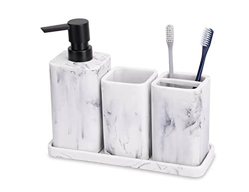 4-Piece Bathroom Accessories Set with Marble Look
