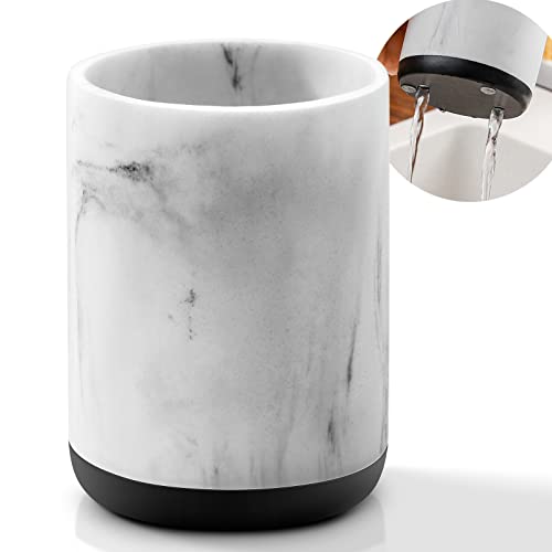 VITVITI Bathroom Toothbrush Holder - Marble Look, Compact and Stylish