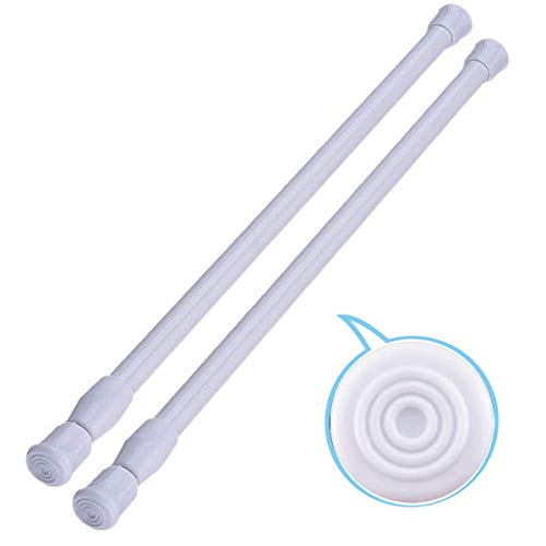 2 Pack Small Tension Rods - Extendable Window Rods for Kitchen Utensils, Closet, and Cabinet