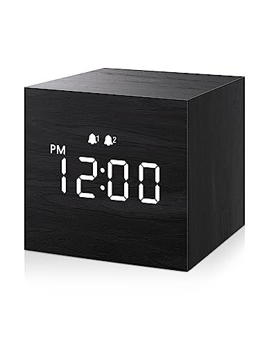 JALL Digital Alarm Clock - Compact Wood Design