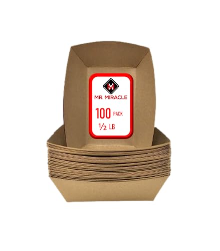 Kraft Paper Food Tray, 1/2 LB. (100 Pack)