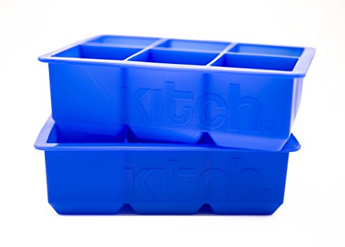 Kitch Large Cube Silicone Ice Tray, 2 Pack - Keep Your Drinks Cold for Hours