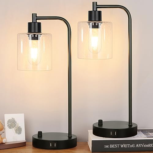 Industrial Table Lamps with USB Port