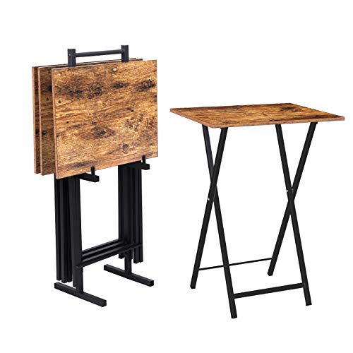 Rustic Brown and Black TV Tray Tables