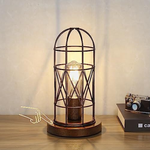 Small Touch Lamp with Antique Bronze Cage