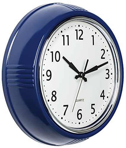 Navy Blue Retro Wall Clock