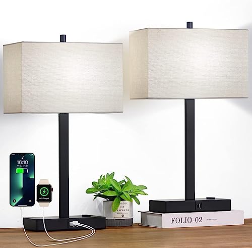 21" Touch Control Table Lamps with USB & AC Outlets