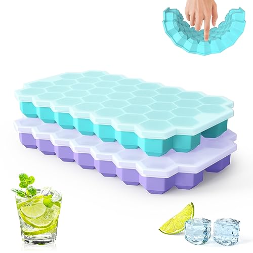 Upgrade Ice Cube Trays with Lid, Silicone, 76 Cubes