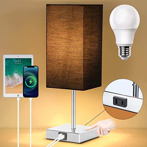 LISABO Table Lamp with USB Port and Outlet