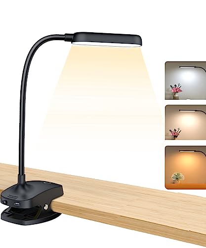 COLORLIFE Desk Lamp - Battery Operated Rechargeable Clip On Reading Light