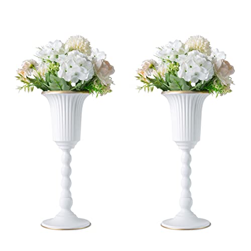 White Metal Flower Vase for Wedding Centerpieces