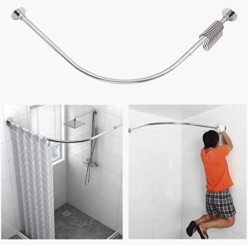 Adjustable Stainless Steel L-Shaped Shower Curtain Rod