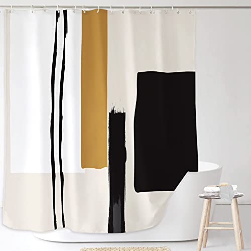 Abstract Geometric Neutral Bathroom Shower Curtain