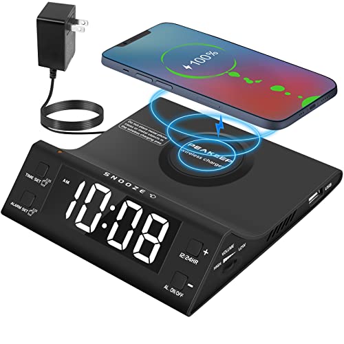 Peakeep Wireless Charging Alarm Clock for Heavy Sleepers