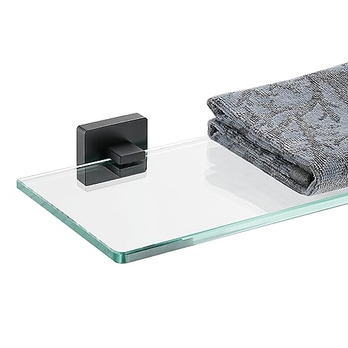 JQK Bathroom Glass Shelf Black