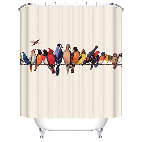 Colorful Vintage Bird Breed Shower Curtain