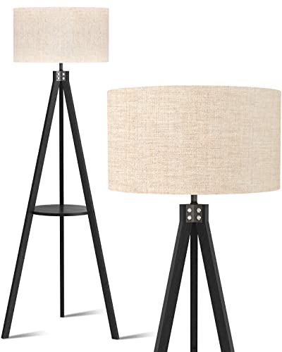LEPOWER Wooden Tripod Floor Lamp