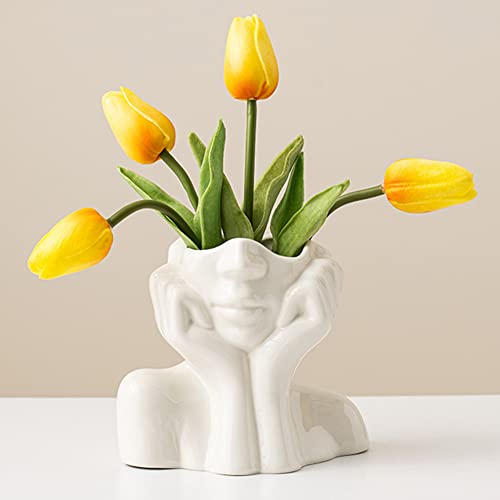DHYXZCA White Ceramic Face Vase