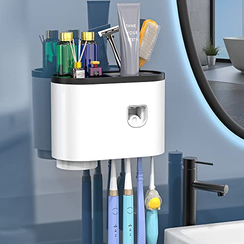 Wall-Mounted Toothbrush Holder & Toothpaste Dispenser