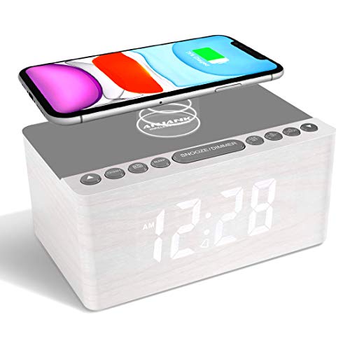 ANJANK Wooden Digital Alarm Clock FM Radio