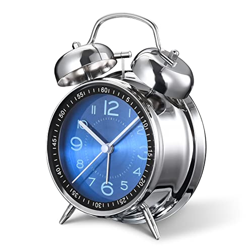 Retro Silent Non-Ticking Analog Alarm Clock for Heavy Sleepers
