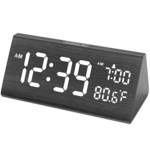 Wooden Digital Alarm Clock with 2 USB Ports