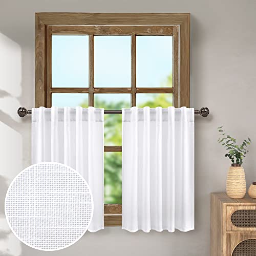 White Cafe Curtains 24 Inch Length
