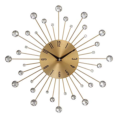 Metal Starburst Wall Clock with Crystal Accents