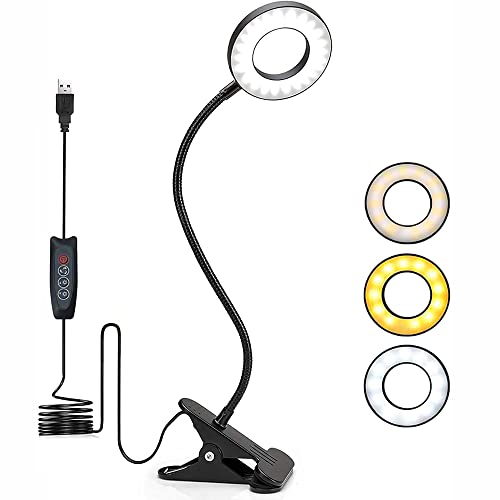 Foneso Clip on Desk Lamp: 48 LED USB Lamp for Reading, Makeup, Fill Light
