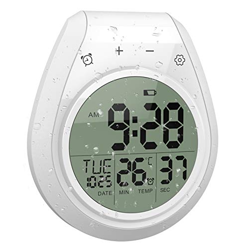 Waterproof Shower Clock with Timer, Large Display, and Multiple Mounting Options
