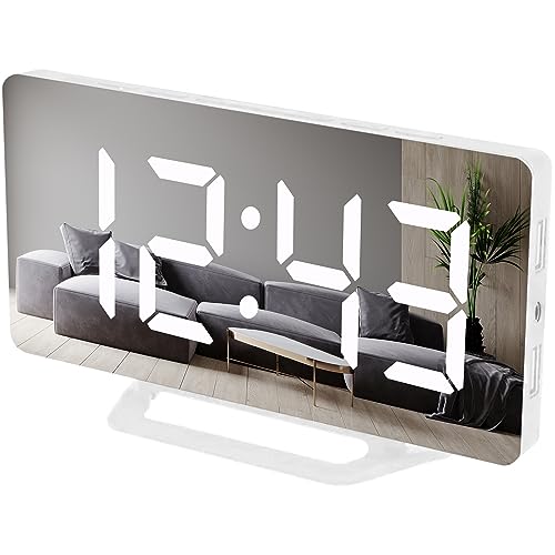 Multi-Functional Mirror LED Alarm Clock with Dual USB Ports