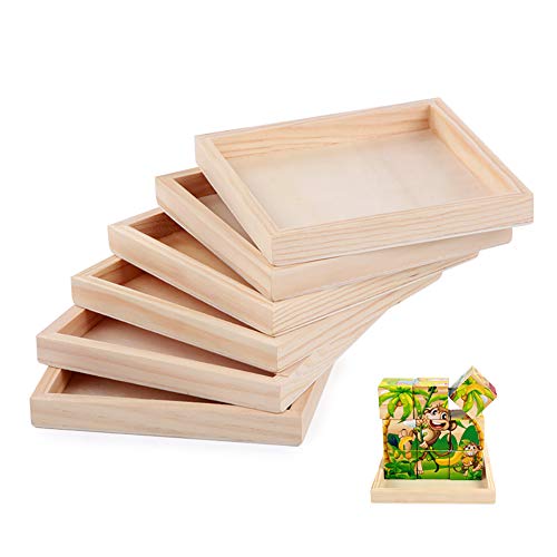 Pack of 6 Small Wood Serving Trays for Crafts Projects