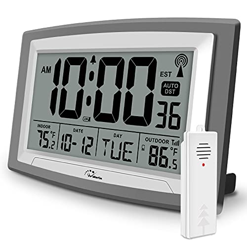 WallarGe Atomic Clock with Outdoor and Indoor Temperature