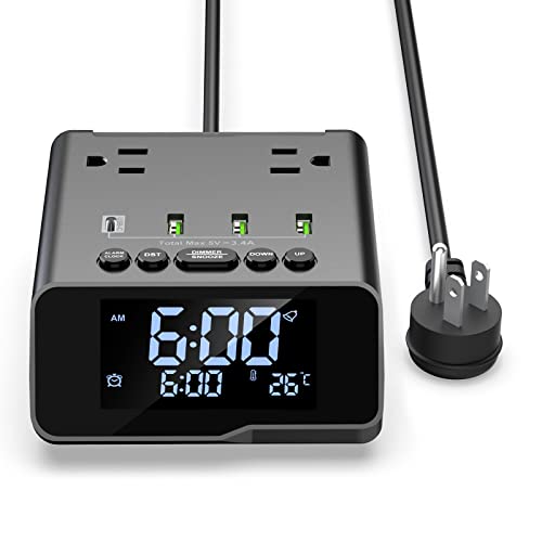 USB Alarm Clock with Power Strip