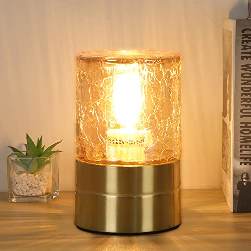 Golden Glass Shade Touch Control Table Lamp