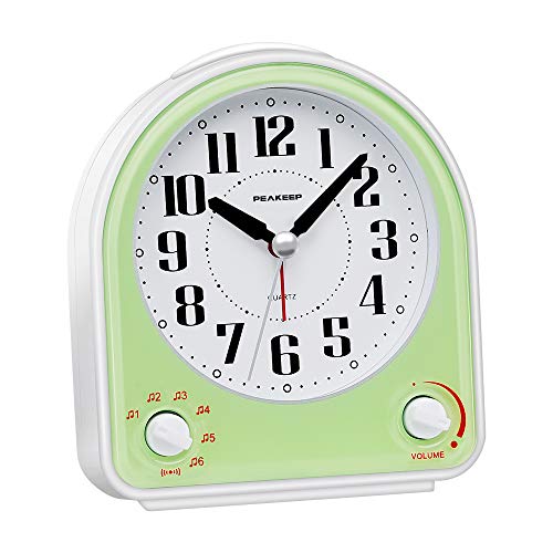 Peakeep Analog Alarm Clock Non-Ticking Silent