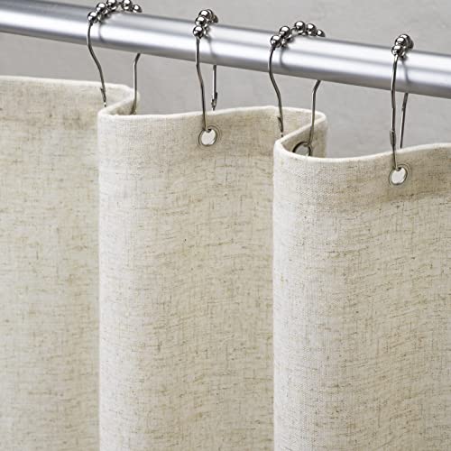 Linen Shower Curtain for Farmhouse Bathroom Decor