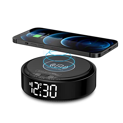 REACHER Small Digital Alarm Clock with Wireless Charging
