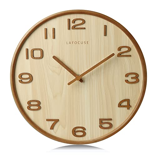 Silent Beige Wooden Wall Clock