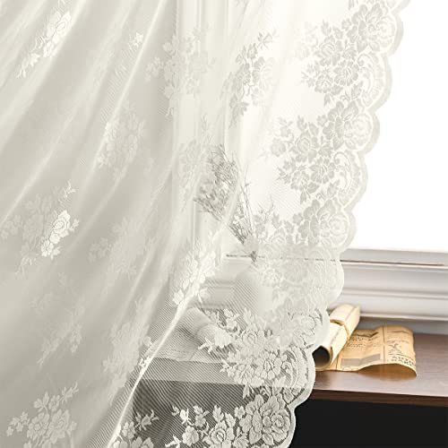 Vintage Embroidered Floral Sheer Lace Curtains