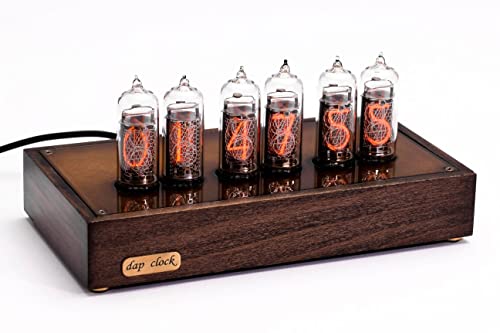 Vintage Nixie Tube Clock with Wood and Brass Case