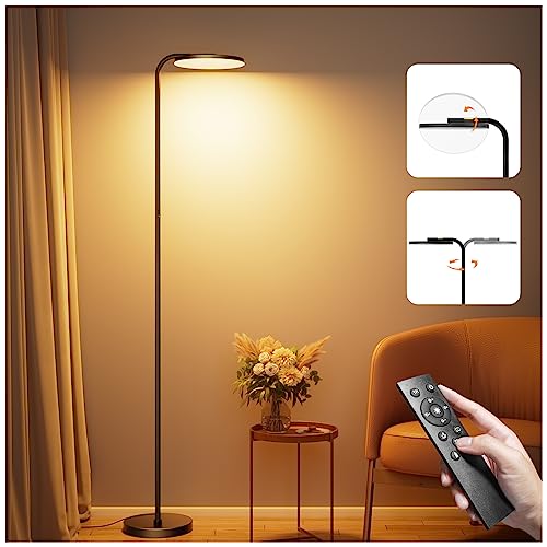 Gergo Floor Lamp, Remote Control with 4 Color Temperatures, LED Torchiere Floor Lamp with Adjustable Reading Lamp for Bedroom