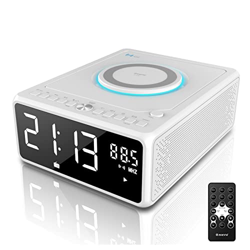 Dual Alarm Clock Radio with CD Player and Bluetooth