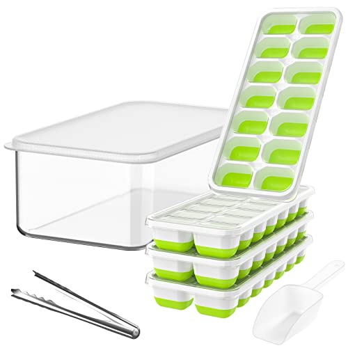 DOQAUS Ice Cube Tray with Lid and Bin