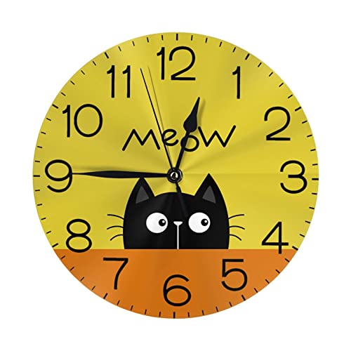 Funny Cat Non-Ticking Wall Clock