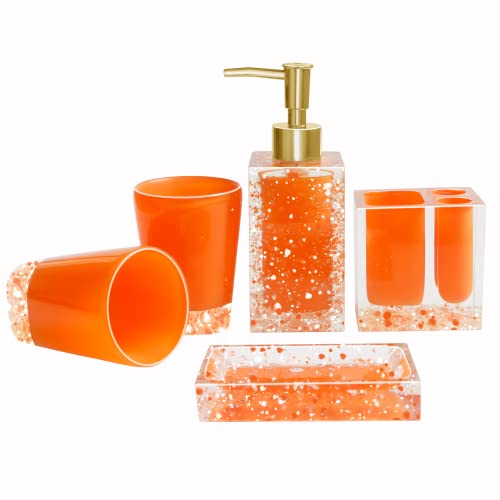 LUANT 5-Piece Resin Bathroom Accessory Set, Orange