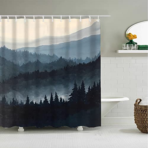 Passionsure Navy Forest Shower Curtain