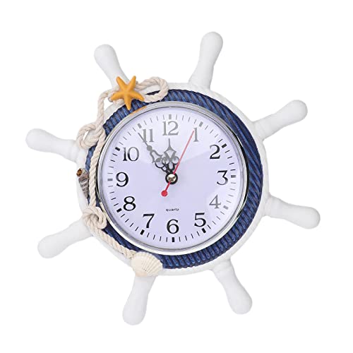 Mediterranean Wall Clock Steering Wheel Nautical Silent Wall Clock
