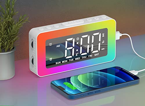Bedside Mirror Clock with RGB Atmosphere Light